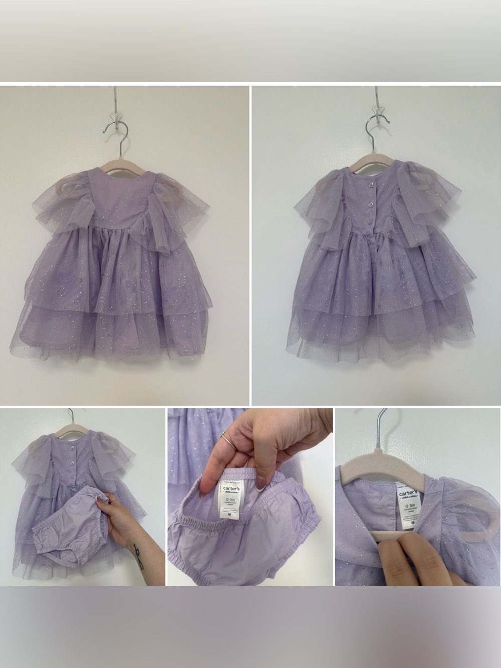 Carter's Lilac Glitter Tiered Tulle Dress